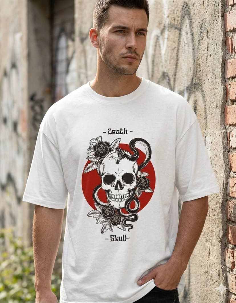 Oversized Jersey T-Shirt (Death Skull)