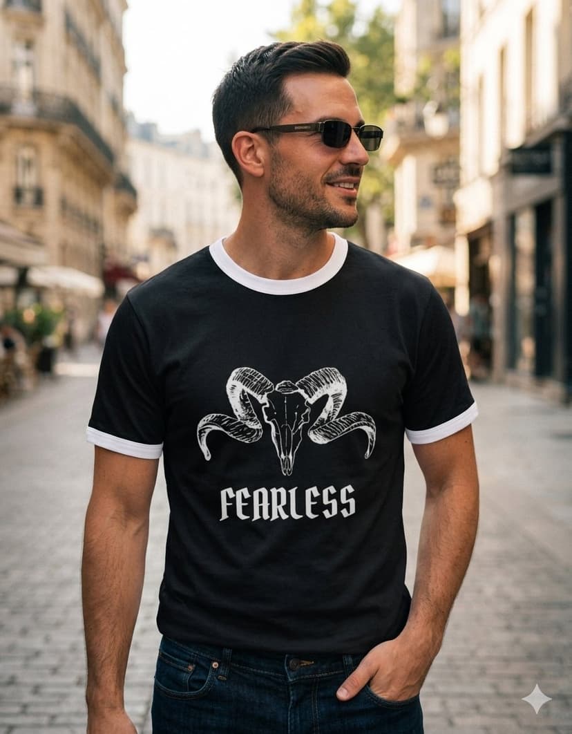 White Black Ringer T-Shirt (Fearless)