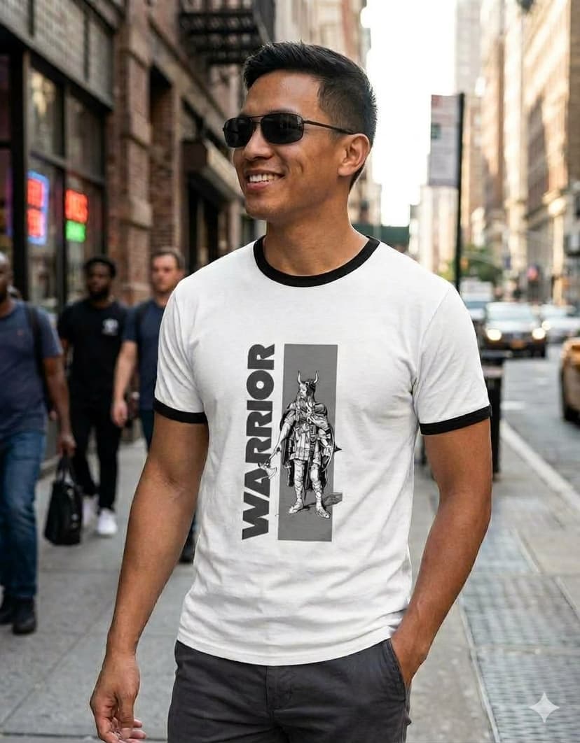 Black White Ringer T-Shirt (Warrior)